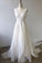 A Line Ivory Chiffon Long Gowns V Neck Straps V Back Beach Wedding Dresses