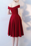 A Line Red Off the Shoulder Sweetheart Homecoming Dresses Short Prom Dresses JS600