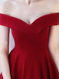 A Line Red Off the Shoulder Sweetheart Homecoming Dresses Short Prom Dresses JS600
