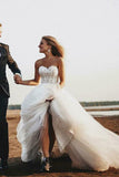 A Line Romantic Sweetheart Strapless Tulle Bridal Gown With Appliques Wedding Dress W1005
