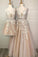 A Line Tulle V Neck Straps Lace Appliques Prom Dresses Long Party Dresses P1013