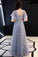A Line V Neck Long Prom Dresses Short Sleeves Long Formal Dresses Dance Dresses P1051