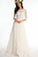 A line Bateau Half Sleeve Lace Wedding Dress With Sweep Train V Back Bridal Dress PW513