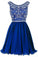 A line Blue Chiffon Scoop Homecoming Dresses with Beads Straps Prom Dresses JS802