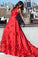 A line Red Halter Satin Prom Dresses Sleeveless Appliques Dance Dresses JS713
