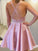 A line Round Neck Criss-Cross Straps Short Homecoming Dress with Beads Pockets H1290