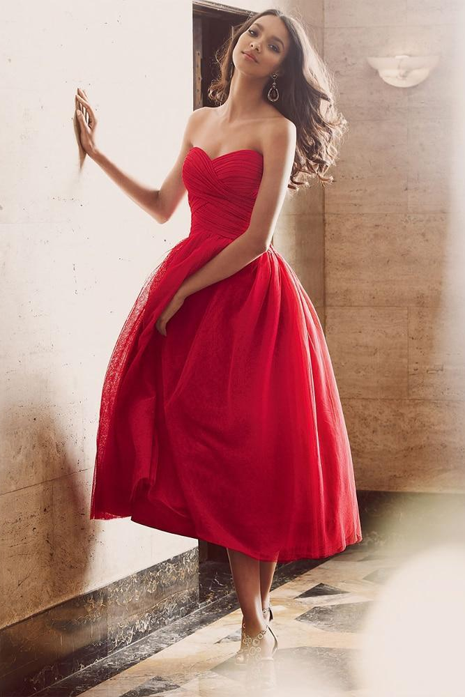New Fashion Red Vintage Strapless Sleeveless Formal Gowns online prom dresses