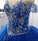 Ball Gown Off the Shoulder Royal Blue Quinceanera Dresses Beaded V Neck Prom Dresses P1092