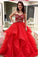 Ball Gown Sweetheart Strapless Embroidery Red Prom Dresses Long Party Dresses JS364