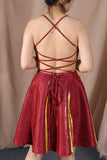 Simple Spaghetti Straps Backless Homecoming Dresses With Pockets