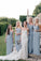 Cheap One Shoulder Sweetheart Chiffon Blue Bridesmaid Dresses Long Slit Prom Dresses BD1007