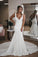 Chic V Neck Mermaid Wedding Dresses Ivory Satin Long Cheap Beach Wedding Gowns W1031