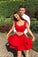 Cute A Line Red Sweetheart Layered Satin Homecoming Dresses with Backless Straps H1199
