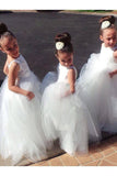 Cute Ball Gown Tulle Scoop V Back Flower Girl Dresses Wedding Party Dresses FG1000