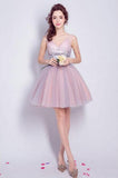 Cute Bling Sequins Short Tulle Party Dress V Neck Pink Lace up Homecoming Dresses H1241