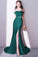 2024 Elegant Green Off Shoulder Two-Piece Slit Mermaid Bateau Prom Dresses UK JS390