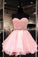 Lace Short Blush Pink Strapless Sweetheart Sweet 16 Dress Homecoming Dresses H28