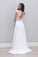 A Line Chiffon White Lace Appliques Cap Sleeve Open Back Scoop Long Wedding Dresses JS24