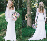 Lace Long Sleeve Beach Backless Outdoor Garden Handmade Women's Wedding Dress JS56