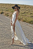 Backless Beach White Cheap Spaghtti Straps Bridal Wedding Dress JS67