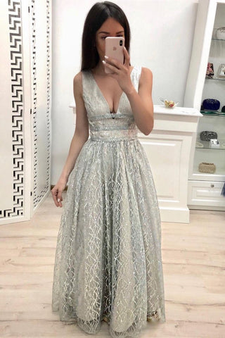 Elegant A Line V Neck Lace Straps Prom Dresses Cheap Floor Length Evening Dresses JS899