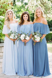 Simple A Line Chiffon Off the Shoulder Flowy Mix And Match Bridesmaid Dresses Prom Dresses