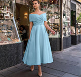 Vintage A-Line Sleeveless Long Blue Prom Dresses