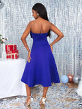 Tea-Length High Quality Beautiful Blue Prom Dresses Evening Dresses