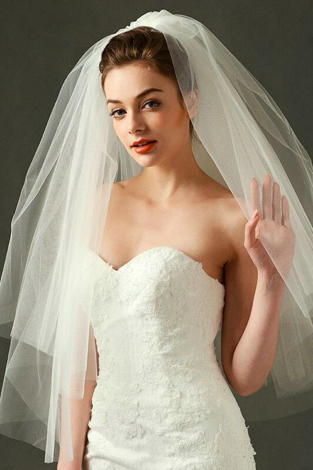 Long Chiffon Cathedral Veil for Wedding Cheap Wedding Veils V03
