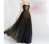 High Quality Black Sequin Tulle Beautiful Prom Dresses Long Evening Dresses
