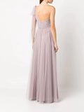 Tulle One Shoulder Sleeveless Elegant Beautiful Prom Dresses Evening Dresses