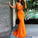 Orange Sweetheart Two Pieces Mermaid Sexy Long Bridesmaid Dresses Prom Dresses uk JS321