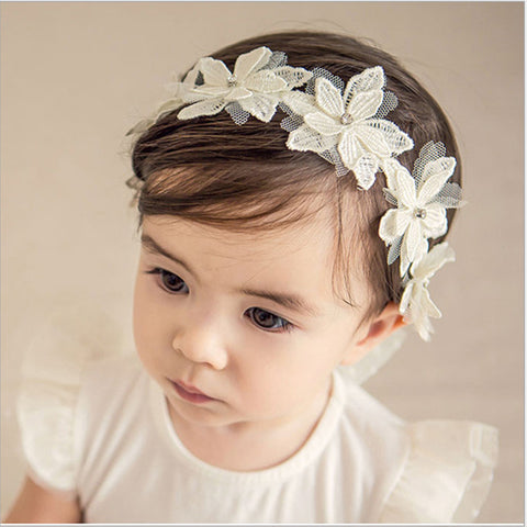 Flower Hair Ribbons Princess Headband White Floral Wedding Party Headwear headpieces