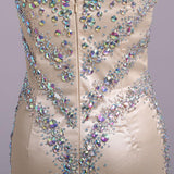 Mermaid Rhinestone Sweetheart Tulle Sleeveless Floor Length Prom Dresses Evening Dress JS179