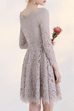New Arrival Fashion Long Sleeves Temperament Homecoming Dress With Lace Appliques JS172
