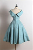 Cute Vintage Scoop A-Line Sleeveless Knee-Length Lace Blue Homecoming Dresses JS794