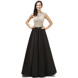 Beading Bodice Black Floor Length Prom Dresses Evening Dresses