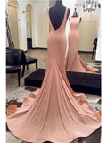 Elegant Mermaid Burgundy Sweep Train Prom Dress with Open Back