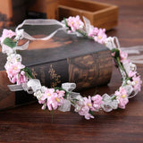 Colorful Crystal Wreath Flower Halo Pearl Bridal Floral Crown Hair Wreath Wedding Headpiece