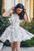 A-Line V-Neck Sleeveless Short White Tulle Homecoming Dress with Appliques JS117