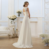 Sleeveless Chiffon Lace Floor Length Cheap Wedding Dresses