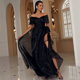 Off The Shoulder A Line Floor Length High Quality Beautiful Prom Dresses Evening Dresses