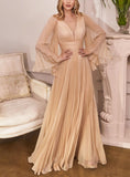 Elegant Simple Long Sleeve Special Prom Dresses Evening Dresses
