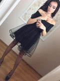 Homecoming Dress Little Black Dress A-line Off-the-shoulder Short Prom Dress