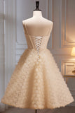Elegant Champagne Spaghetti Straps Tulle Homecoming Dresses