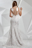 Lace Mermaid Ivory Scoop Wedding Dresses Bohemian With Train Bridal Dresses