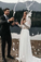Long Sleeve Two Pieces Lace Round Neck Beach Wedding Dresses Chiffon Boho Bridal Gowns