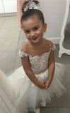 Lovely Flower Girl Dresses Cap Sleeve Pearls Appliques High Low Wedding Party Dress JS882