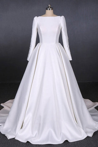 Vintage Backless White Wedding Dresses With Sleeves Elegant Wedding Gowns