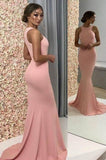 Charming Sheath Mermaid Long Pink Simple Prom Dresses